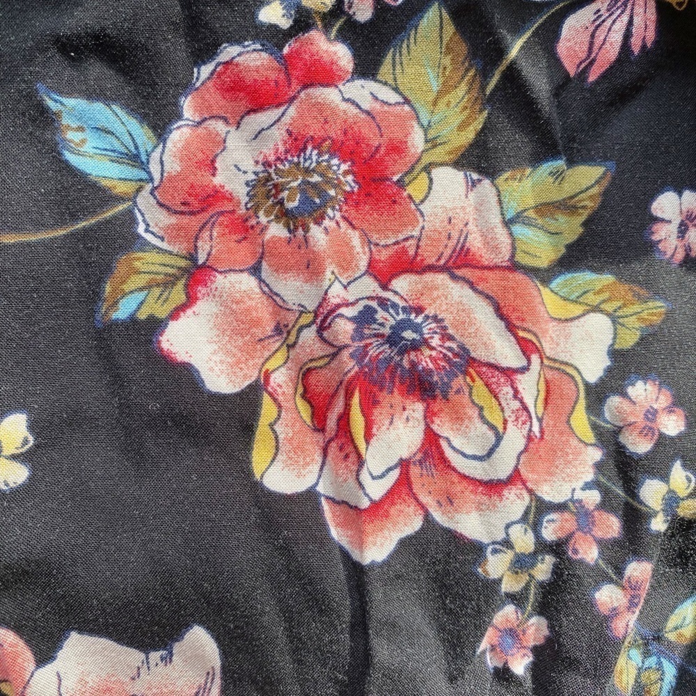 XHILARATION Black Floral Long Sleeve Mini Dress - Picture 15 of 16